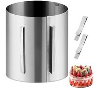 Cercle à Tarte Réglable Ø16-30cm avec 2 Clips Fixation et échelle, Cercle Gâteau Haut 20cm, Moule Collier Patisserie, Anneau Cuisson Acier Inoxydable pour Gâteaux Ronds, Mousse, Desserts et Tartes