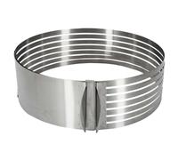 Lily cook - KP0070, Cercle à Trancher pour Génoise, Réglable en INOX, avec 6 Fentes Pré-Découpées pour Découpe Précise, Diamètre 24 à 30 cm, Argent, Accessoire pour Patisserie