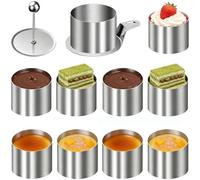 Cercles à Gâteau pour la Pâtisserie | Set De 12 Pièces Ustensiles De Pâtisserie Antiadhésifs | Avec Poussoir Et Souleveur Moules À Dessert Mousse Anti-Adhésifs Diamètre 7.6 Cm - Pour Four, Lave-Vaisse