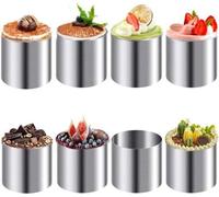 Cercles à gâteau ronds en acier inoxydable - 8 pièces - emporte-pièces ronds - moules à gâteau - ustensiles de pâtisserie - gâteaux et pâte à sucre