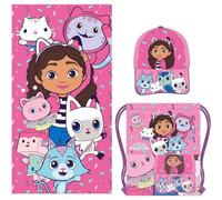 CERDÁ LIFE'S LITTLE MOMENTS Gabby's Dollhouse Set de Serviettes avec Sac - Serviette de Bain pour Enfant & Sac de Gym Pratique au Design Mignon