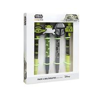 CERDÁ LIFE'S LITTLE MOMENTS - Lot de 4 Stylos à Bille Noirs Originaux de The Mandalorian | Un Cadeau de Papeterie Original pour les Fans de The Child Licence Officielle - Star Wars 2700000341
