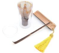 Cérémonie du thé japonaise : ensemble 3 pièces comprenant un fouet à matcha en bambou, une cuillère et une brosse à riz