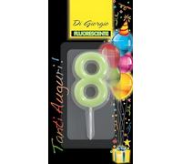Cereria de Giorgio 5426 68 Bougie d'anniversaire Nombre 8 Phosphorescent avec Support