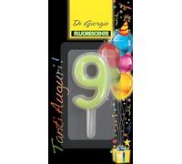Cereria de Giorgio 5426 69 Bougie d'anniversaire Nombre 9 Phosphorescent avec Support