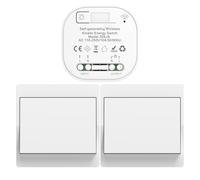 Cerhot EU interrupteur sans fil sans piles kit interupteur sans fil autoalimente va et vient sans fil sans pile radio interrupteur a distance eclairage domestique wireless switch (EU 1Gang 2V1 a)