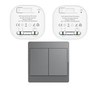 Cerhot gris Kit d'interrupteur cinétique sans fil auto-alimenté interrupteurs de lumière télécommandés RF interrupteur cinétique sans fil sans pile interrupteurs radio sans fil (Gray 2Gang 1V2 EU)