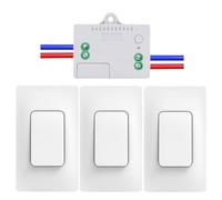 Cerhot US interrupteur sans fil sans piles Lot de 3 kit interupteur sans fil autoalimente va et vient sans fil sans pile radio interrupteur a distance eclairage domestique (US 1Gang 3V1 A)