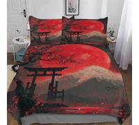 Cerisier, Art Japonais Parure De Lit Ensemble De Housse De Couette Fixé À 3 Pièces Housse Couette Microfibre avec Taie d'oreiller pour Enfants King(220x240cm)