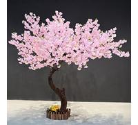 Cerisier artificiel en fleurs - Fleurs en soie faites à la main et feuilles en plastique pour décoration intérieure et extérieure - Idéal pour les mariages, les jardins, la maison et le bureau