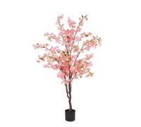 Cerisier artificiel - LIGNE DECO - 115cm - 408 fleurs roses - Pot en plastique noir - Intérieur/extérieur