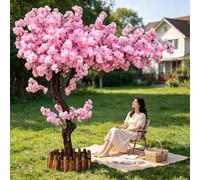 Cerisier Japonais Artificiel Branche Fleur De Cerisier Japonais Artificielle Fait à La Main pour Maison Bureau FêTe Mariage,Rose,2.3x2m