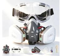 CERKAKITCH Demi-masque respiratoire, protection contre la poussière, le gaz et la poussière avec 20 filtres remplaçables - Lunettes de sécurité réglables pour peinture, soudure, travail du bois