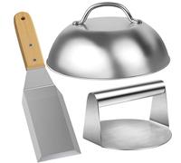 Cerkkapo Smash Burger 3-en-1 de Kit Presse à Hamburger Acier Inoxydable | smash burger press kit de smasher à hamburger comprend 1 presse à hamburger, 1 cloche à hamburger, 1 spatule, presse à smash