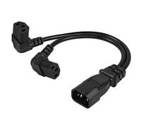 CERRXIAN Câble d'alimentation de 1FT C14 à 2 x C13 Y Splitter Extension, UPS Server IEC 320 C14 Male to Up Angle Dual C13 Female Power Cord