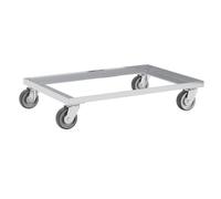 Certeo | Plateau roulant en aluminium | force 200 kg | roues en polypropylène gris