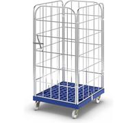 Certeo | Roll-conteneur avec socle roulant en plastique | 4 côtés, l x p 724 x 815 mm, panneau frontal en une partie, hauteur utile 1460 mm