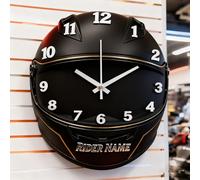 Certykllp Horloge murale personnalisée avec casque de moto personnalisé horloge de course horloge murale horloge de décoration murale pour les pilotes de motards passionnés de