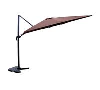 Cesare bundle parasol rectangulaire 3x4m déporté rotatif marron aluminium + hous