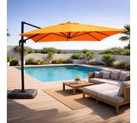 Concept Usine Parasol Cesare rectangulaire 3x4m déporté rotatif en aluminium orange