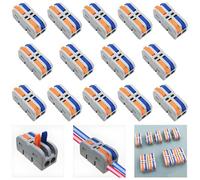 CESFONJER Connecteur Electrique, 14 Pièces SPL-2M Mini Borne de Connexion électrique, Connecteur de Fil de Câble Peut Être Librement Combiné (Levier multicolore）