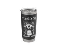 C'est bon, je vais bien, tout va bien, café, sarcasme du raton laveur Gobelet isotherme en acier inoxydable double paroi