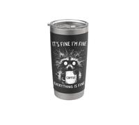 C'est bon, je vais bien, tout va bien, café, sarcasme du raton laveur Gobelet isotherme en acier inoxydable double paroi