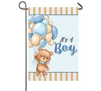 C'Est Un Garçon ! Poupée, Ours En Peluche, Ballons, Bébé Garçon, Fête Prénatale, Naissance Drapeau De Cour 30X45Cm Drapeaux Éclatantes Suspendre Drapeau De Jardin Pour Dortoirs Fêtes