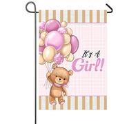 C'Est Une Poupée Fille, Ours En Peluche, Ballons Drapeau 30X45Cm Drapeaux Décoratif Double Face Bannière Cour Pour Fêtes Plage Ferme