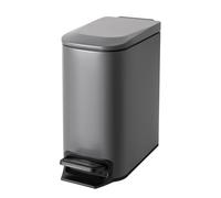 Cesun Petite poubelle de salle de bain de 6 litres en acier inoxydable avec couvercle à fermeture douce, pédale et seau intérieur amovible, finition anti-traces de doigts, gris