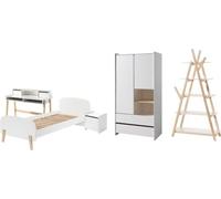 Vipack Chambre complète Kiddy – Lit 90x200, Armoire 2 portes, Bureau et Bibliothèque – Blanc