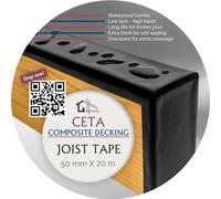 Ceta Composite Decking Ruban butyle extra long de 20 m 50 mm x 20 m et 65 mm x 20 m résistant aux intempéries pour sous-cadre de terrasse clignotant, ruban adhésif résistant aux intempéries (50 mm x
