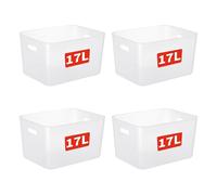 Cetomo 17L*4 Panier de Rangement, Boîte de Rangement Ouverte en Plastique, Conteneurs pour Étagères, Organisateurs avec Poignées pour Bureau, Comptoirs, Armoires, PP, Givré, 17L-Lot de 4 (35*27*20cm)