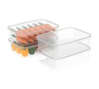 Cetomo 3.5L*4 Boîte Conservation Alimentaire, Conteneur Alimentaire, Boîte de Rangement, Récipient de Congélateur avec Couvercle, Sécuritaire au Micro-ondes, Sans BPA, Plastique, Clair, 3.5L-Lot de 4