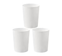 Cetomo 7.2L*3 Corbeille à Papiers, Poubelle en Plastique à Rayures, Corbeille à Papier Ronde pour La Chambre, La Cuisine et Le Bureau, Empilable, Mat, Givré, PP, Sans BPA, Blanc, 7.2L (3 pièces).