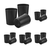 Cetomo 7.2L*3 Corbeille à Papiers, Poubelle en Plastique, Poubelles pour Chambre, Boîte à Ordures Ouverte et Ronde pour Les Cuisines et Les Pièces, Empilable, Mat, Givré, PP, Noir, 7.2L(3 pièces)
