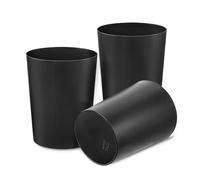 Cetomo 7.2L*3 Corbeille à Papiers, Poubelle en Plastique, Poubelles pour Chambre, Boîte à Ordures Ouverte et Ronde pour Les Cuisines et Les Pièces, Empilable, Mat, Givré, PP, Noir, 7.2L(3 pièces)