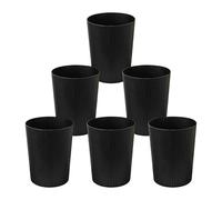 Cetomo 7.2L*6 Corbeille à Papiers, Poubelle en Plastique à Rayures, Corbeille à Papier Ronde pour La Chambre, La Cuisine et Le Bureau, Empilable, Mat, Givré, PP, Sans BPA, Noir, 7.2L (6 pièces).