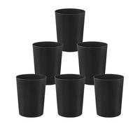 Cetomo 7.2L*6 Corbeille à Papiers, Poubelle en Plastique, Poubelles pour Chambre, Boîte à Ordures Ouverte et Ronde pour Les Cuisines et Les Pièces, Empilable, Mat, Givré, PP, Noir, 7.2L(6 pièces)