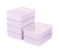 Cetomo Boîte de rangement en plastique à 10 compartiments pour lingerie et chaussettes avec couvercle, organisateur de chaussettes, organisateur de tiroir empilable, avec séparateurs, panier de