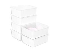 Cetomo Boîte de rangement en plastique pour lingerie et chaussettes avec couvercle, organisateur de chaussettes, organisateur de tiroir empilable, panier de garde-robe, blanc, 31 x 24 x 11 cm