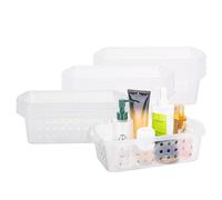 Cetomo Lot de 12 paniers de rangement en plastique avec poignées - Boîtes de rangement avec trous - Pour étagères - Transparent (30,5 x 15 x 8,5 cm)