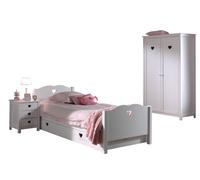 Cette combinaison Amori se compose des éléments suivants : amori lit 90x200cm * et un sommier à lattes 13l et un amori nako * et une armoire amori 2 tur * et un amori lit bas *