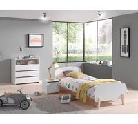 Cette combinaison Kiddy se compose des éléments suivants : commode kiddy 3 tiroirs blanc * et un lit kiddy 90 blanc * et un kiddy nako blanc *