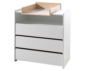 Cette combinaison Kiddy se compose des éléments suivants : commode kiddy 3 tiroirs blanc * et un matelas à langer kiddy nature *