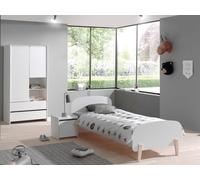 Vipack Ensemble chambre Kiddy – Lit 90x200, armoire 2 portes, chevet 1 porte – Blanc