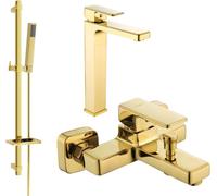 Cetus DQ77 Ensemble de mitigeurs de lavabo et de baignoire avec accessoires, or (744313DQ77-50)