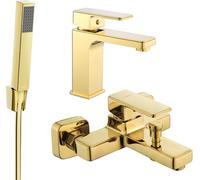 Cetus R77 Set de mélangeurs pour lavabo et baignoire avec accessoires, or (744303R77-50)