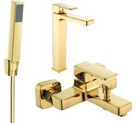Cetus R77 Set de mélangeurs pour lavabo et baignoire avec accessoires, or (744313R77-50)