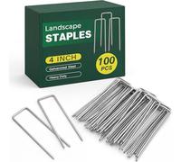 CEWOR Lot de 100 piquets de 10,2 cm, piquets de jardin galvanisés, agrafes d'aménagement paysager et piquets de pelouse pour tissu de barrière contre les mauvaises herbes